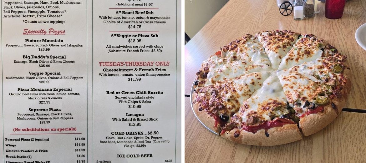 Big Daddy's Pizza Menu
